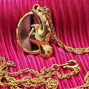 Dove on a Mirror Necklace Vintage